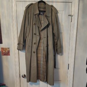 Burberry Khaki Trench Coat with Plaid Lining